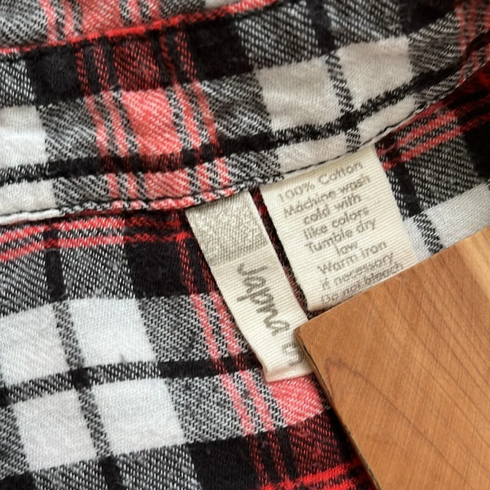 Japna 100% Cotton Flannel Button Down Shirt in Red Black & White Long Top - Picture 4 of 13